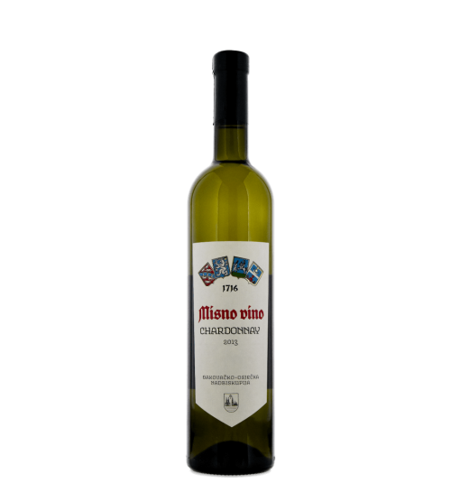 Boca misnog vina Misno vino Chardonnay 0,75L iz vinogorja Đakovo, savršen za ribu i morske plodove.